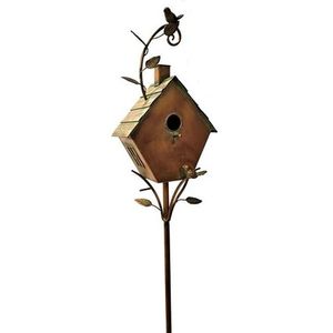 Casa para Pájaros, la Más Vendida, Grande, Hecha a Mano en India, de Metal, Estilo Rústico, Negra Galvanizada, con Patrón Sólido, Decoración para Mascotas y Jardín - Product Image 3