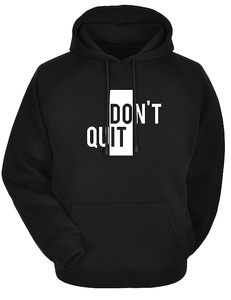 Sudadera con Capucha Negra Unisex, Estampado Sólido 'Don't Quit', Algodón, Informal, con Bolsillo Canguro, Corte Regular, para Invierno - Product Image 4