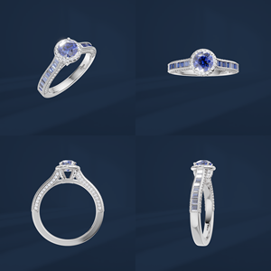 Bague de fiançailles de luxe pour femme de la marque DIFF, saphir bleu de laboratoire à taille brillante classique, platine PT950, diamant certifié IGI - Product Image 6