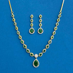 Artificial Jewellery Wholesalers in India Classic Brass Zircon Delicate Charm Necklace with 2 Tone Plating Model 439658 - Product Image 2
