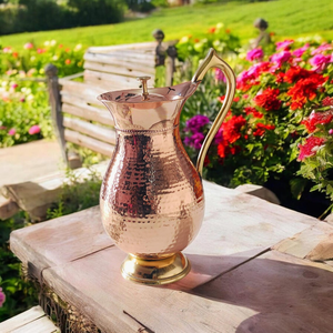 Pichet à eau artisanal en cuivre martelé avec couvercle – Carafe de service élégante et vintage pour la maison, l'hôtel, le restaurant et les fêtes - Product Image 6