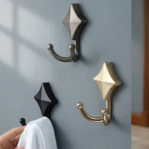KELLTON Modern Wall Mounted Metal Hooks Polygon Shape Single Tier Screw Mount Black Bronze Gold Multifunction Entryway Clothing - Product Image 1