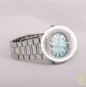 Reloj de Pulsera de Diamantes de Alta Gama para Hombre, Reloj de Cuarzo con Esfera Azul de Lujo, Brazalete de Acero Inoxidable con Incrustaciones de Diamantes, Joyería de Moda Resistente al Agua - Product Image 2