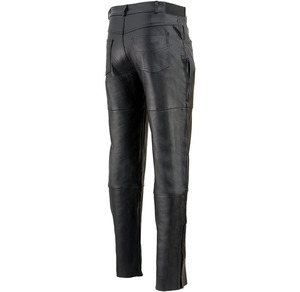 Pantalon de moto en cuir noir personnalisable pour homme Samroz Sports avec poches de style jean - Product Image 2