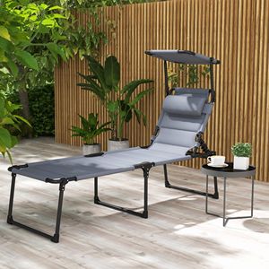 "<b>Zero</b> <b>Gravity</b> Folding Chaise Lounge <b>Chair</b> with Sun Roof & Head Pillow for Pool Garden Beach" - Product Image 2