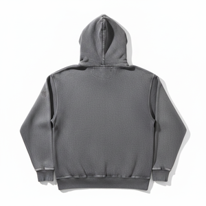 Sudadera de algodón con capucha gris para hombre, de manga corta, corte holgado, estilo casual, con logo frontal, anti-pilling - Product Image 2