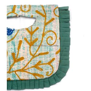 Indian Fashion Bohemian Style Designer Women Kantha Clutch Messenger Shoulder Bag Handmade Ruffles Landscape Pattern Foldable - Product Image 2