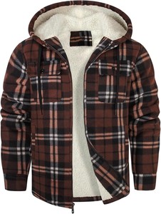 Chaqueta de Franela a Cuadros para Hombre, Tendencia 2026, con Forro de Sherpa, Resistente al Viento, Informal, para Invierno, Corte Regular, Diseño con Bolsillos - Product Image 1