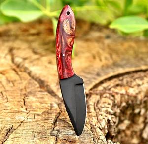 Cuchillo EDC de hoja fija de 8 pulgadas personalizable con recubrimiento en polvo, mango de resina, OEM, para caza, desollado y camping, con hoja completa y funda. - Product Image 4