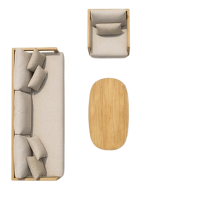 Ensemble de meubles d'extérieur de luxe ARTERRA en teck, canapé profond, fauteuil et table basse de qualité supérieure pour projets de villas et complexes hôteliers - Product Image 2
