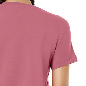 Women's <b>Pink</b> Crew Neck Short Sleeve T-Shirt Regular Fit Solid Color Breathable Eco-Friendly Casual Nonwoven 100% Organic Cotton - Product Image 2