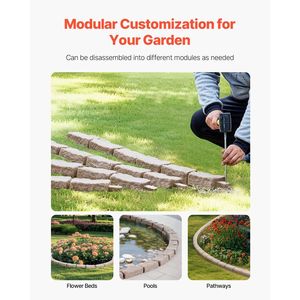 Bordatura Paesaggistica Realistica in Finta Pietra 46.4 X 2.2, Bordura Flessibile per Giardino a Forma di Mattone con Picchetti di Ancoraggio per Prato e Terrazza - Product Image 3