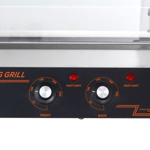 Griglia Commerciale per Hot Dog in Acciaio Inox da 1650W con 11 Rulli, Capacità 30 Hot Dog, Doppio Controllo Temperatura, Coperchio in Vetro - Product Image 2