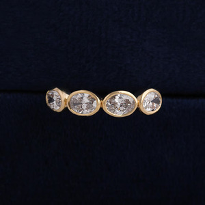 Four Stone Half-Eternity <b>Ring</b> Oval Shape E-F, VVS Lab Grown Diamond Eternity <b>Ring</b> 10K Solid Gold Wedding & Engagement <b>Ring</b> Band - Product Image 5