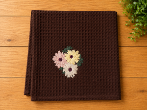 Cotton Napkin with Floral Embroidery | Brown Textured Cotton Dinner Napkin | Premium Decorative Table Napkin for Home - Product Image 4