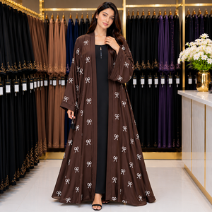 Elegant All Over Floral Embroidery Abaya | Luxury Dubai Open Front Abaya with Full Embroidered Flower Design Elegant floral - Product Image 5