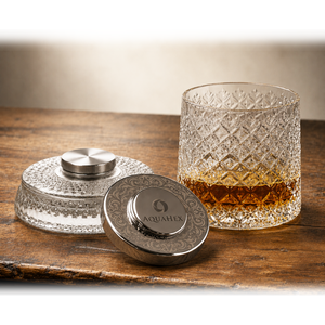AquaHex <b>Crystal</b> <b>Decanter</b> with Stainless Steel Stopper Classic Old Fashioned Glass Design for Whisky Serving - Product Image 1