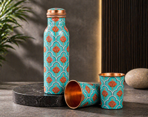 Custom Logo Meena Printed <b>Copper</b> <b>Bottle</b> set Wholesale <b>Copper</b> <b>Drink</b> <b>Bottle</b> - Product Image 3