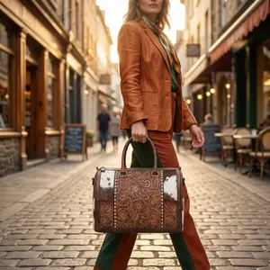 Vegan Leather Vintage Style Women's Hand Bag Elegant Design Pattern Chains Decoration Two Straps Large Capacity Leather <b>Handbag</b> - Product Image 3