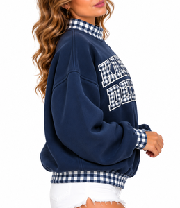 Wholesale Women’s Oversized <b>Mock</b> Neck Pullover Custom Embroidered Logo Soft Cotton Fleece Winter Streetwear Sweatshirt - Product Image 6
