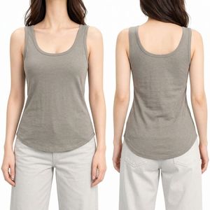 Débardeur personnalisé gris chiné mélangé, col rond, en mélange de coton, ourlet incurvé, extensible, respirant, hauts décontractés de première qualité - Product Image 4