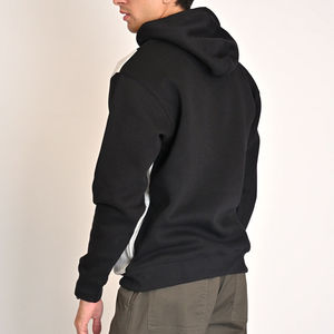 Sweat-shirt à capuche noir pour homme, coupe classique, tricoté, décontracté, pour l'automne, couleur unie, matière polaire - Product Image 1