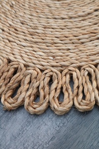 Bestseller Handcrafted Jute Cloth Placemat Striped Outdoor Table Mat Natural Gold 30cm DIA for Home Wedding Hotel Use Crocheted - Product Image 2