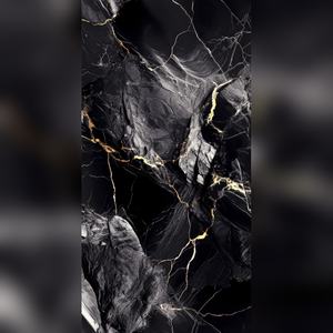 Carrelage mural et de sol en céramique noire polie de haute qualité, veiné or, antidérapant, design moderne, matériau de construction - Product Image 1