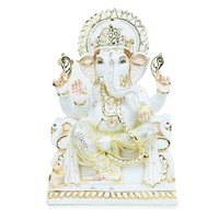 Murti Ganpati en marbre de qualité supérieure, fait main, écologique, durable, pour la maison, le temple, le bureau, décoration religieuse, finition polie