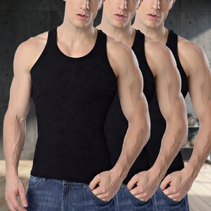 Camiseta sin mangas de algodón acanalada personalizada para hombre, chaleco deportivo para gimnasio, camiseta interior informal, venta al por mayor OEM - Product Image 3