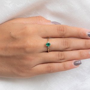 14K Yellow Gold <b>Emerald</b> Statement <b>Ring</b> for <b>Men</b> Natural Stone Resizable - Product Image 4