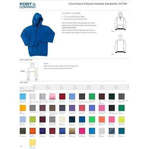 Sweat-shirt à capuche personnalisé en polaire Core Fleece Teal-4XL, sweats à capuche pour hommes, Port Company - Product Image 5