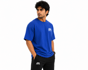 Camiseta de Algodón Azul Rey Extra Grande para Hombre, Manga Corta, Cuello Redondo, Ropa Deportiva, Informal, para Calle, para Hacer Ejercicio - Product Image 1