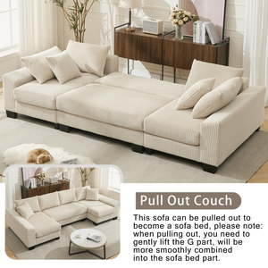 Nuovo Arrivo: Divano Letto Oversize a U da 114 Pollici, 2-in-1, Convertibile, con Funzione Estraibile, per Soggiorno, con Video - Product Image 6