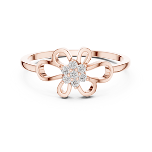 Bague en or rose ajourée à motif floral avec grappe de diamants de laboratoire |   Bague de promesse élégante à motif floral pour femme, cadeau d'anniversaire - Product Image 2