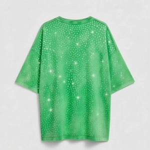 T-shirt de haute qualité avec strass brillants, transfert personnalisé, t-shirts d'été pour hommes et femmes, t-shirt avec strass scintillants - Product Image 2