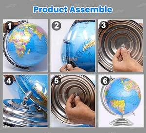 Globe de bureau de luxe avec rotation fluide et impression de carte du monde haute définition, support métallique robuste pour la décoration de la maison ou du bureau - Product Image 3