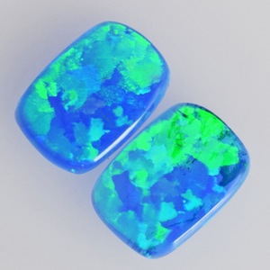 Nouveaux arrivages : opales naturelles de fournisseur indien, forme rectangulaire, vert bleu opalescent, paire de pierres précieuses non montées pour la création de bijoux - Product Image 3