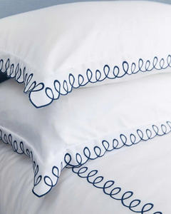 Wholesale Custom Cotton Duvet Cover Sets Embroidered Blue Geometric Chain <b>Bedding</b> Pillowcases Wearable Home Hotel Wedding - Product Image 2
