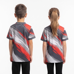 Camiseta Deportiva Sublimada con Diseño Personalizado para Niños, Cuello en V, Manga Corta, Unisex, para Niños y Niñas, Proveedor de Ropa al por Mayor - Product Image 2