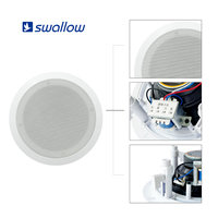 Haut-parleurs de plafond 6.5 "Haut-parleur de plafond coaxial à 2 voies diamètre 240mm 10W/15W/20W pour système de sonorisation commercial