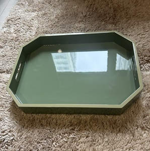 Plateau rectangulaire en laque verte de luxe du Vietnam, de haute qualité, best-seller, écologique, marque HUONG DANG, articles en laque économiques - Product Image 1