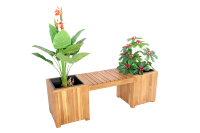 Banc en bois d'acacia en gros avec jardinières, conçu dans un style rustique pour les applications d'extérieur et de jardinage