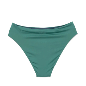 Conjunto de Bikini Casual y Cómodo de Cintura Alta para Mujer, Color Sólido, con Sujetador Triangular Acolchado Extraíble, Tejido de Punto Acanalado de Spandex, Sin Costuras, Profundo - Product Image 6