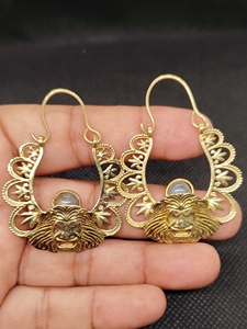 labradorite Export Brass Gemstone Drop Earrings Bulk Handcrafted Gold Plated Finish Pattern Bezel - Product Image 4