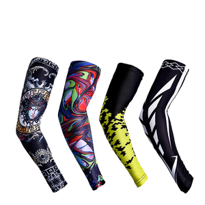 <b>Cycling</b> Arm Sleeves Black Blue Geometric Print Anti-Uv Unisex Adult Fit Polyester Sublimation Print - Product Image 1