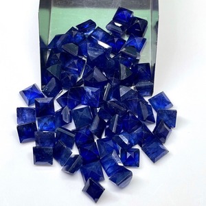 Saphir bleu naturel 6 mm, taille carrée calibrée, pierres précieuses en vrac, lot, prix de gros, pour la fabrication de bijoux - Product Image 6