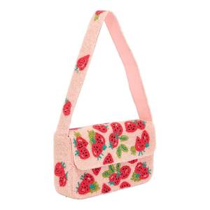 Vintage Beaded Mini <b>Bag</b> With Floral Embroidery Square Shape Single Strap Women's Handmade Purse For Wedding Daily Use - Product Image 4