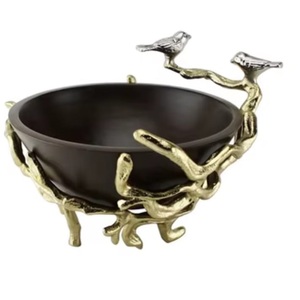 Tazón Decorativo para Mesa de Comedor, de Acero Inoxidable, para Frutas, con Diseño Martillado y Baño de Oro, a Precio Económico - Product Image 2