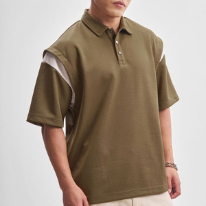 เสื้อโปโลชายสีเขียวมะกอก แขนสั้น ผ้าปิเก้ คอตตอน สีพื้น ดีไซน์ระบายอากาศได้ดี ทรงปกติ - Product Image 4